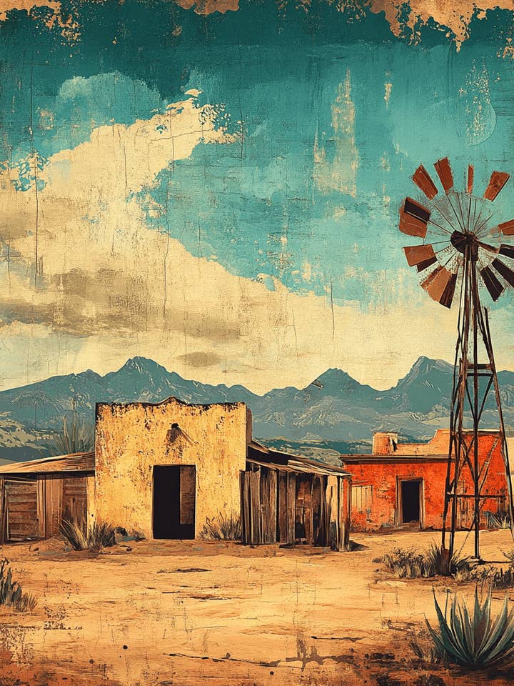 Ranch in stile vintage - Stampe artistiche da parete per decorazioni per la casa occidentali e sudoccidentali - Opere d'arte 8 ″ x10 ″ - 11 ″ x14 ″ opache per la vendita all'ingrosso da parte di Mowbi