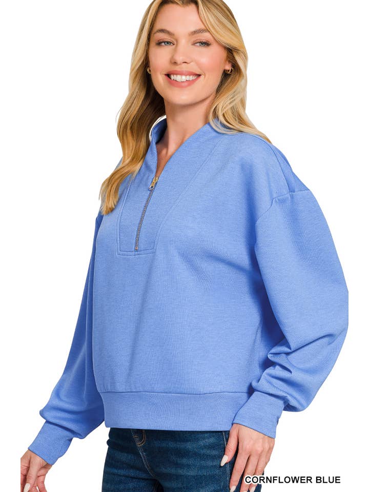 Vanilla Monkey - Vendita all'ingrosso Felpa - Donna - Pullover Scuba con mezza zip1