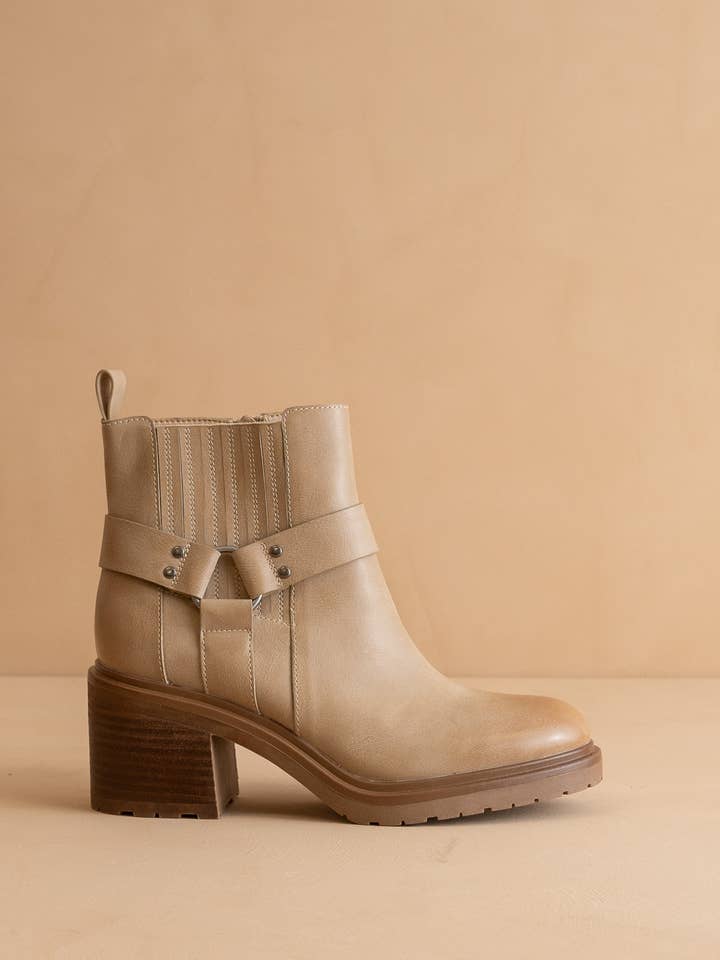 The Jayden | Khaki Motorcycle Bootie for wholesale on Faire