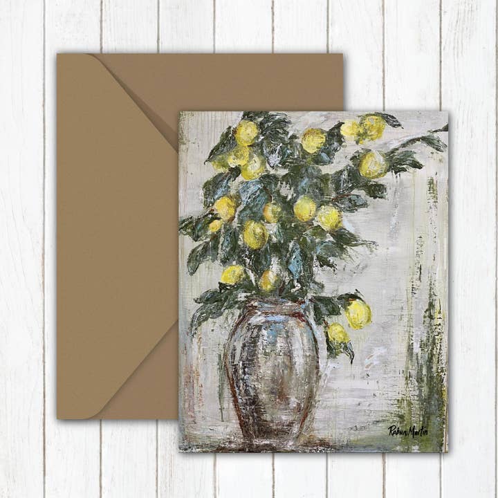 Carte de notes | « Lemon Tree » | Art original, œuvre d'art en forme de papillon pour la vente par Lulu and Tully