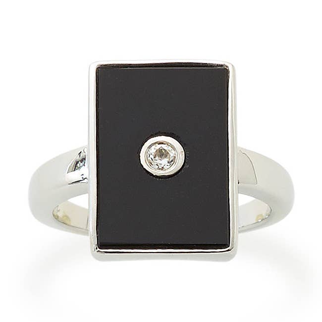 Black Rectangle Onyx Sterling Silver Ring for wholesale by PL Collective