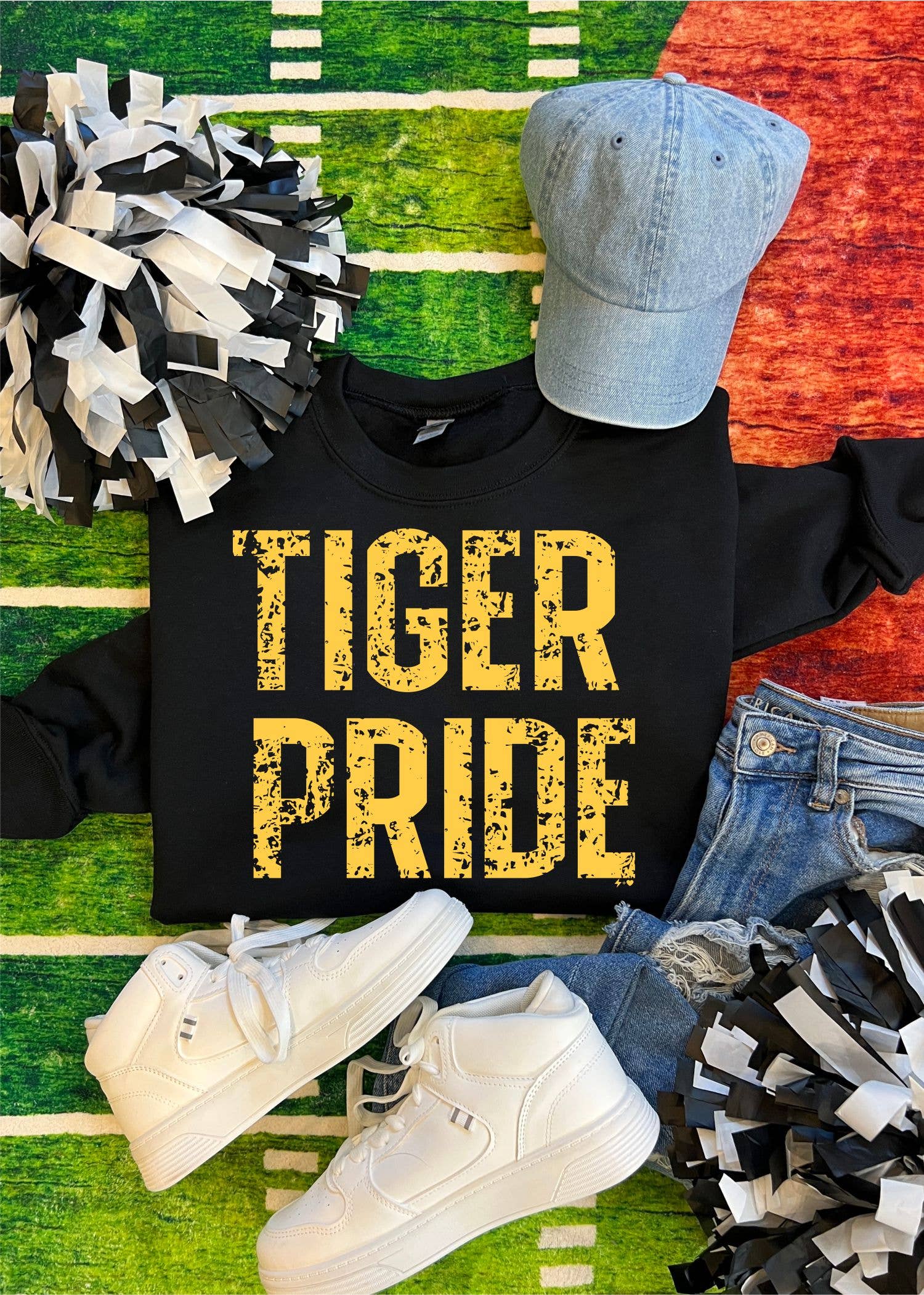 Hustle+Heart - Wholesale Graphic Sweatshirt - Women's - Grungy Team Pride Custom Sweatshirt (SPIRIT1091-DTF-SS)0