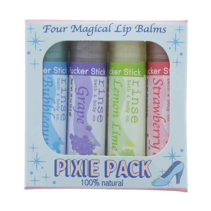 Pixie Lip Balm Pack | Natural Lip Care Gift Set | Kid's for wholesale by Rinse Bath Body Inc
