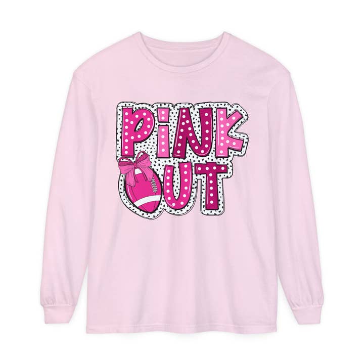 Pink Out Breast Cancer Awareness Shirt Unisex Garment-dyed Long Sleeve T-Shirt for wholesale by Spicy Nice Boutique