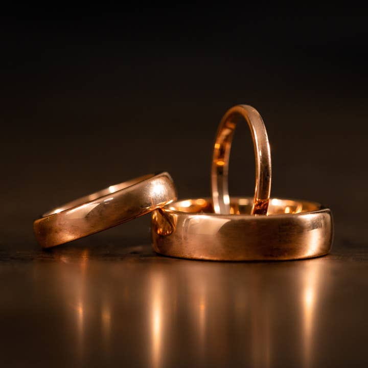 18k Rose Gold Plated Tungsten Ring, Rose Gold Wedding Band for wholesale by AxBands