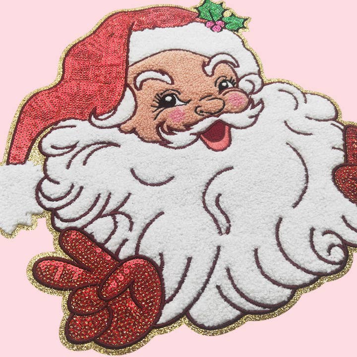Rosie Posie Patches - Wholesale Patch - Santa Peace Sign Sequin Iron On Patch2