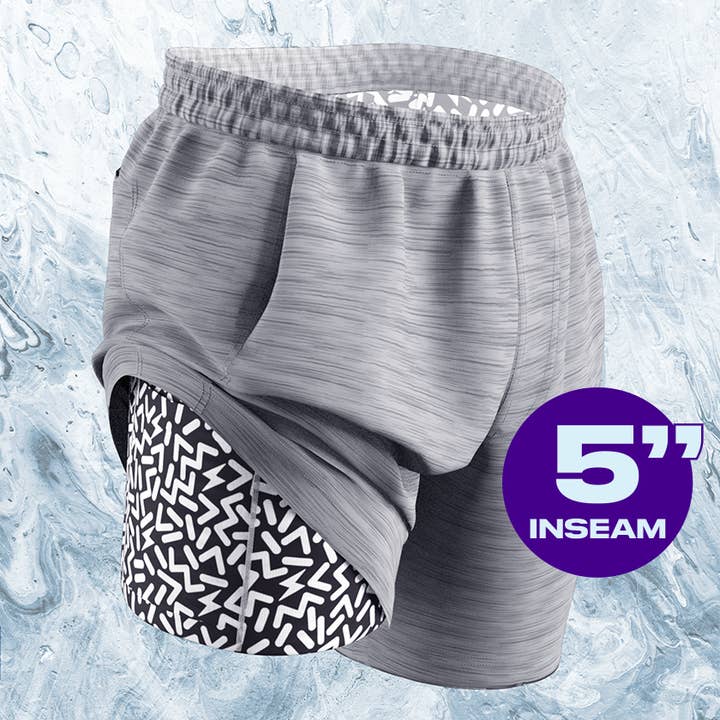 The Junk Trunks | Grey Ball Hammock® 5 Inch Athletic Shorts for wholesale by Shinesty, Inc