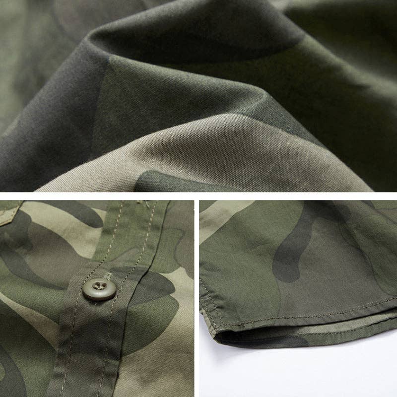 Ecovear - Wholesale Button Down Shirt - Men's - Outdoor Camo Cargo Lapel Long Sleeve Men Shirt3