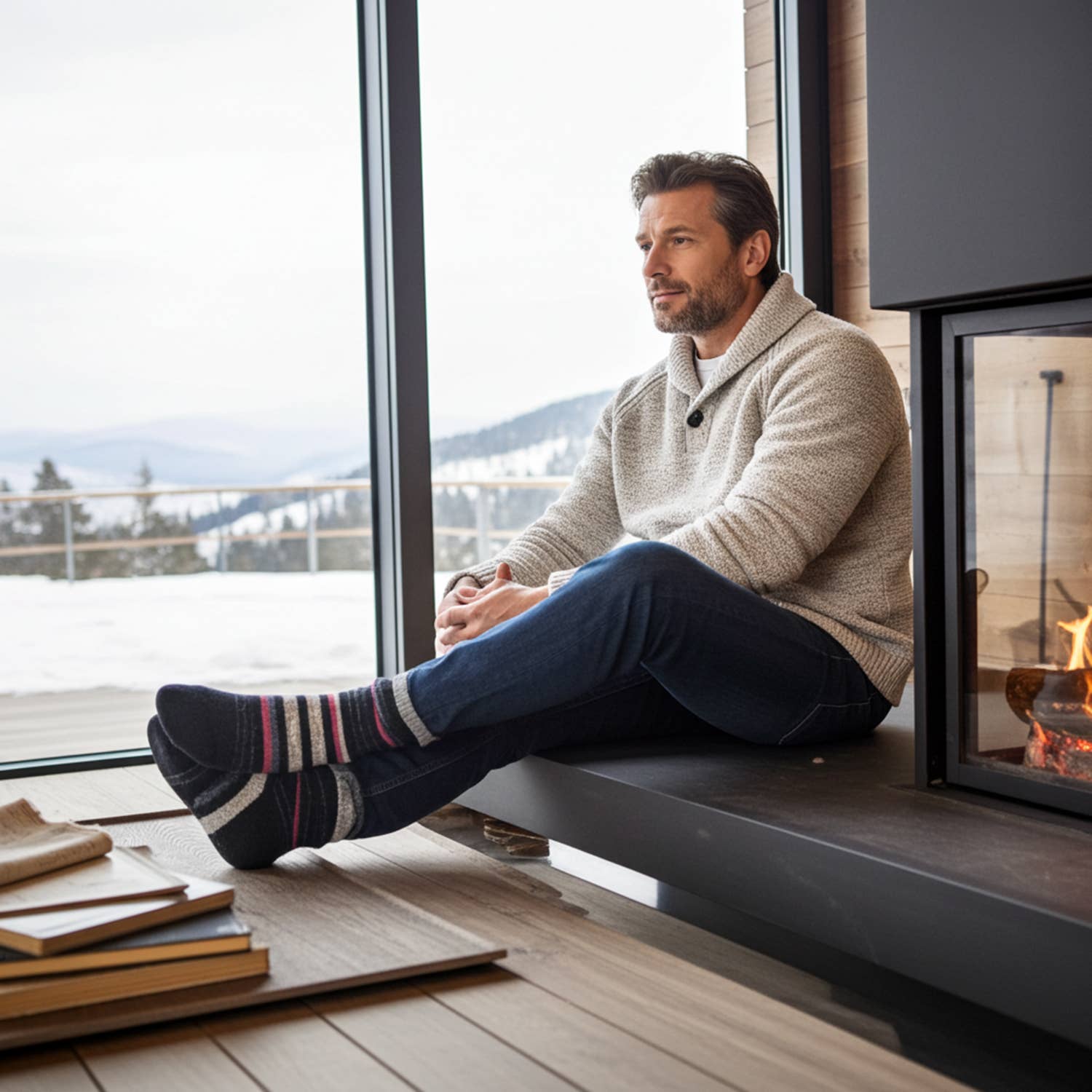 Shupaca Alpaca – wholesale Socks – Unisex – Alpaca Socks - Stripe - Mauve3