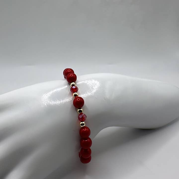 Pulsera con perlas y cuentas de vidrio - B21 para venta al por mayor de The Bijoux Collective