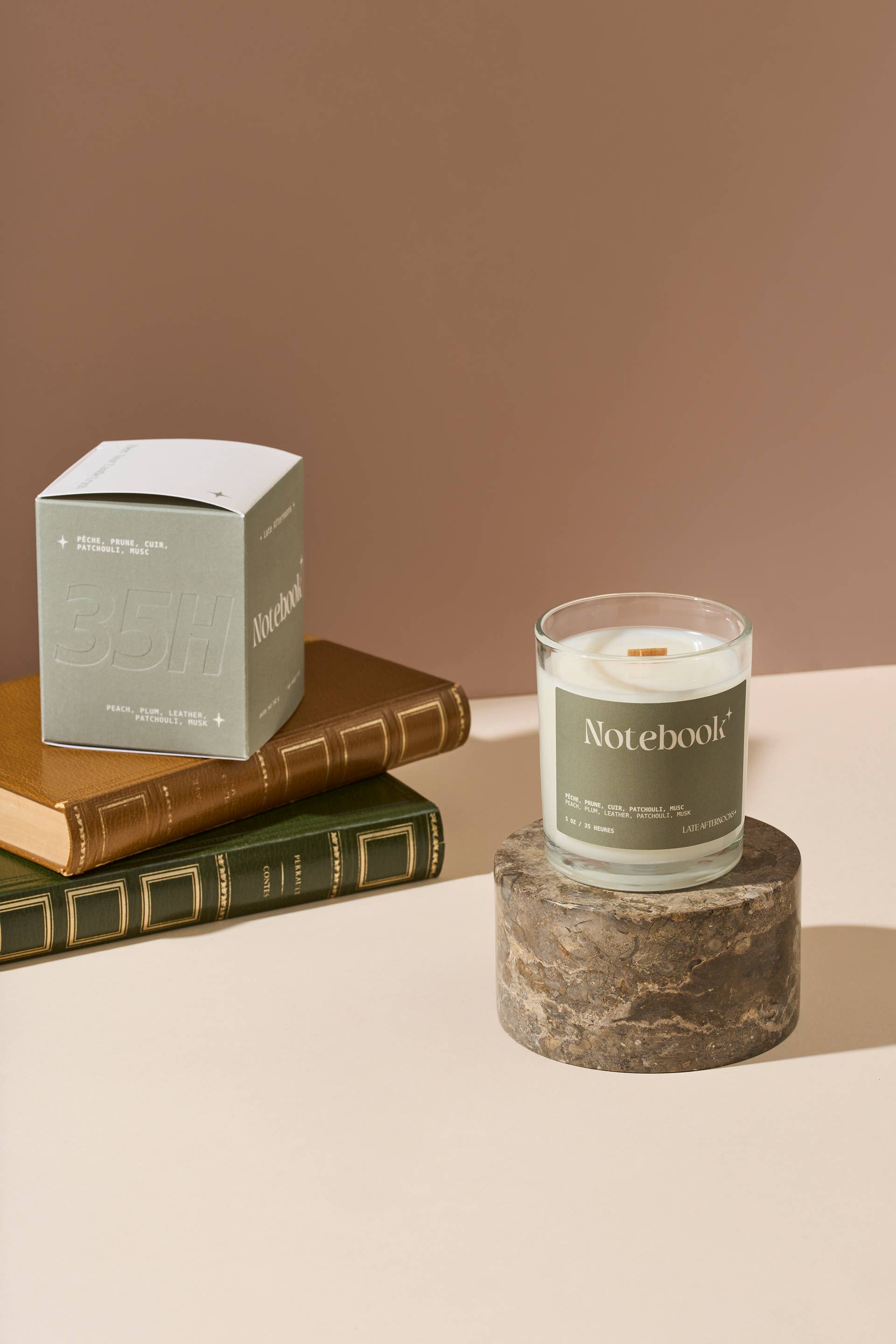 Late Afternoons - Wholesale Novelty Candle - Notebook Candle | Peach, Plum, Leather & Musk4