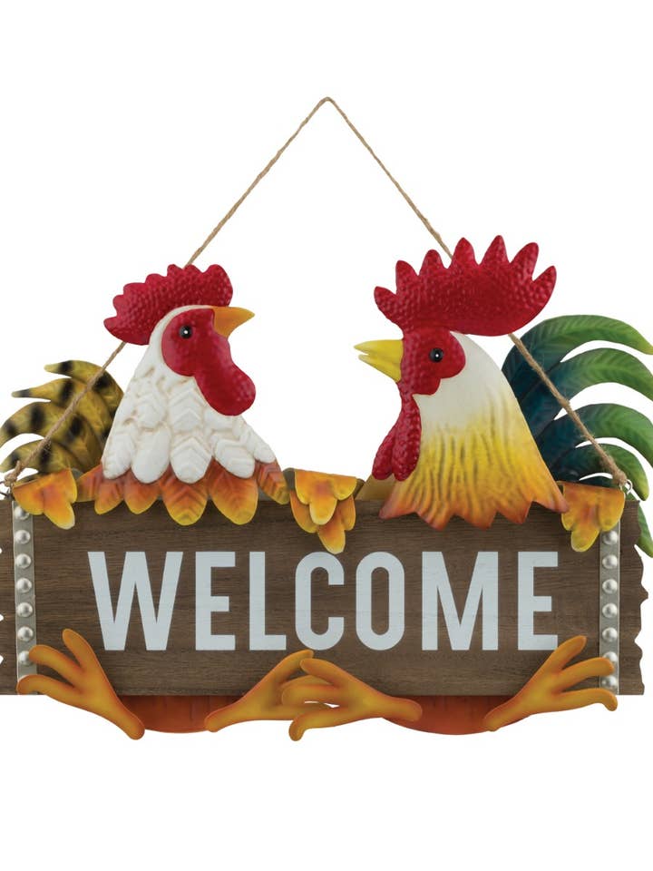 Welcome Sign - Rooster for wholesale by Regal Art & Gift