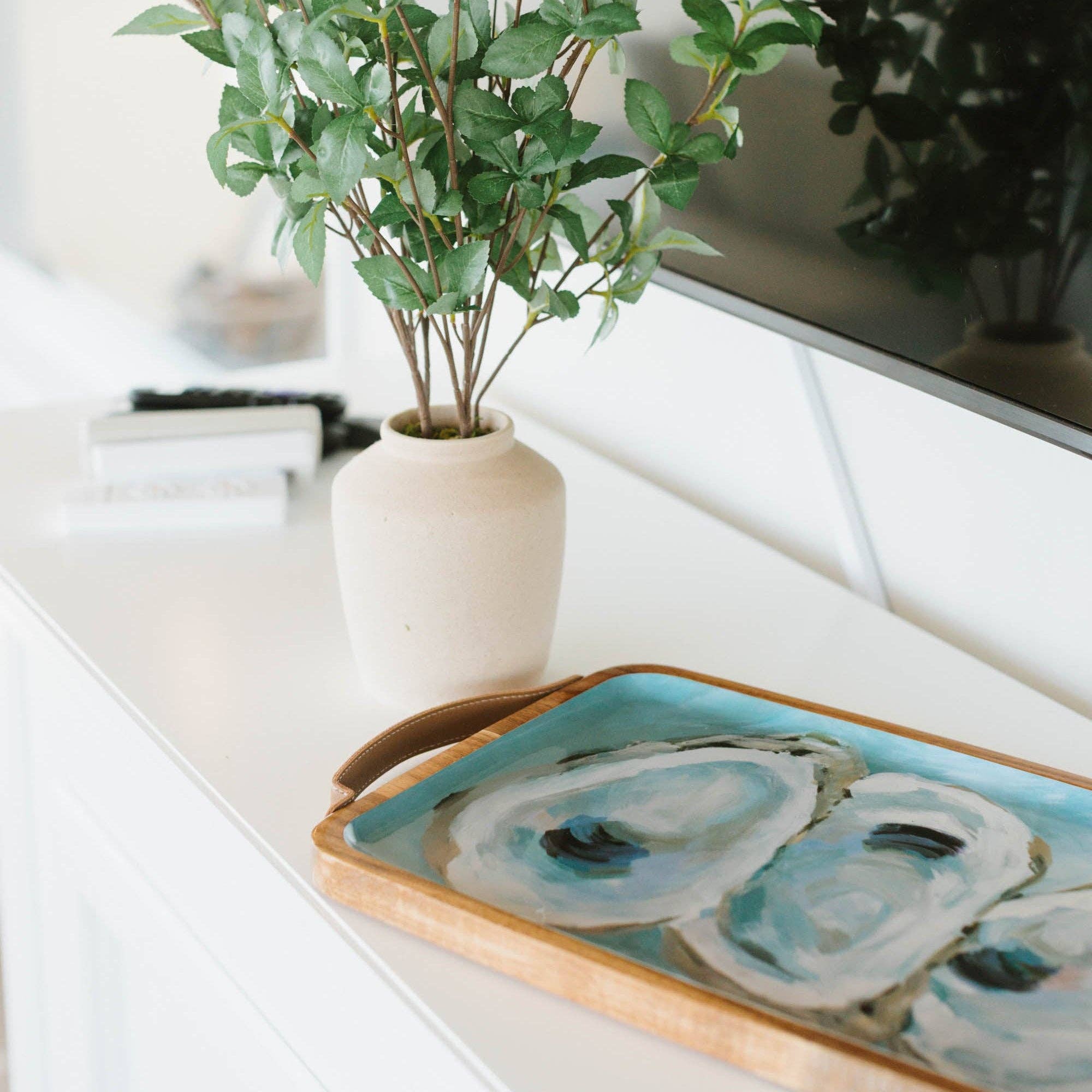 Kim Hovell Art - Wholesale Serving Tray - Wooden Serving Tray (Rectangle) - Coastal Oysters3