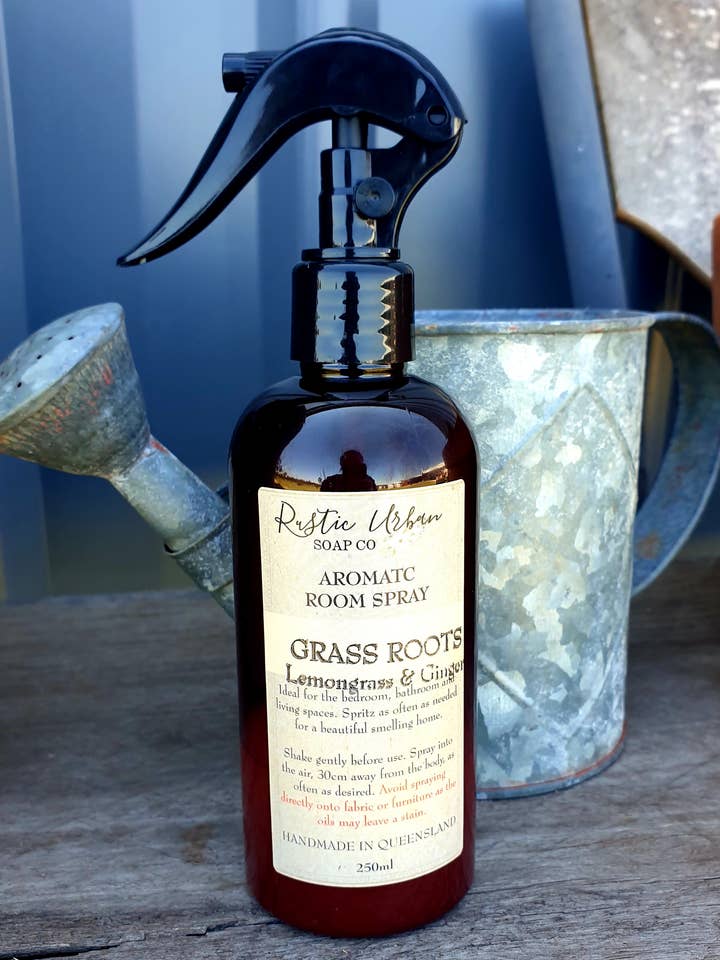 Grassroots; Lemongrass & Ginger Room Spray for wholesale by Rustic Urban Soap Co
