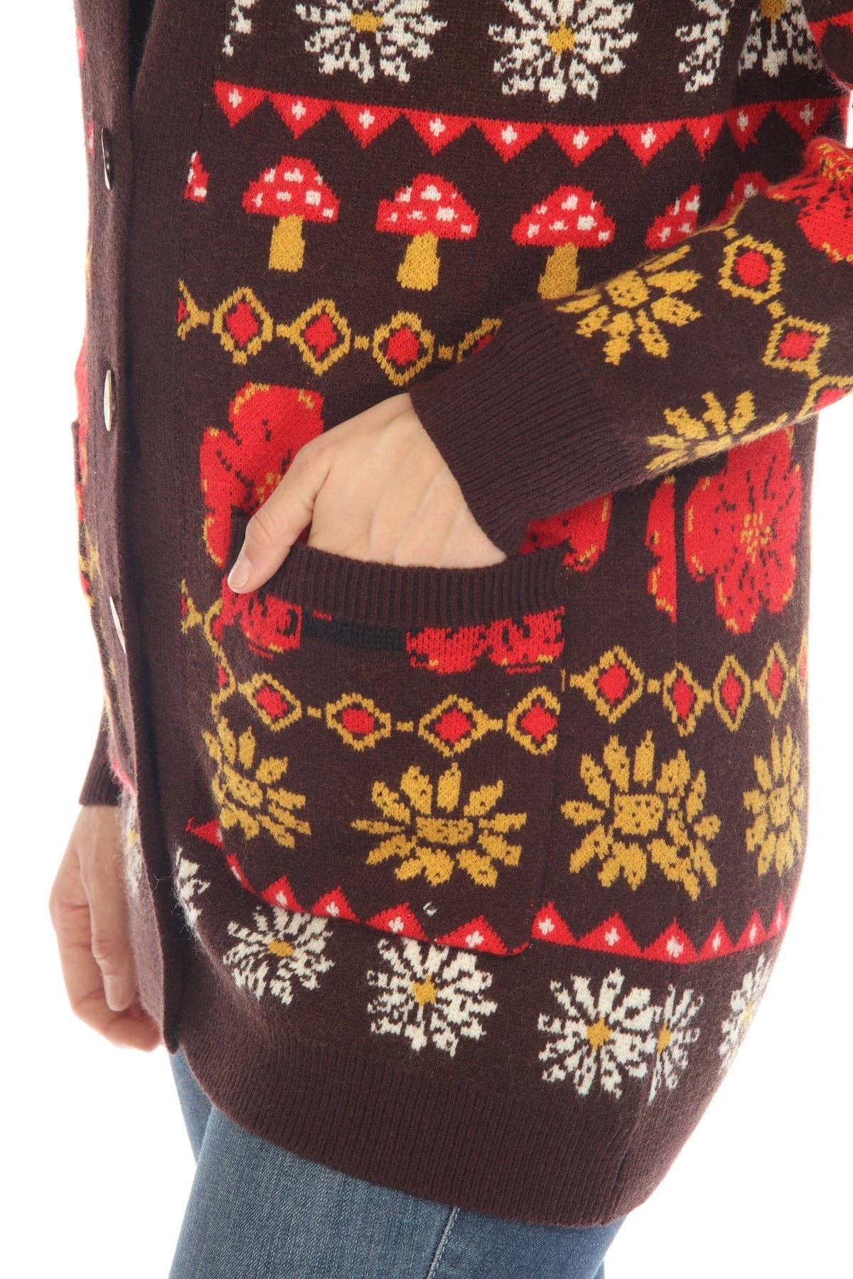 Lakhays Collection Inc. - Wholesale Cardigan - Women's - Fair Isle Mushroom Cardigan6