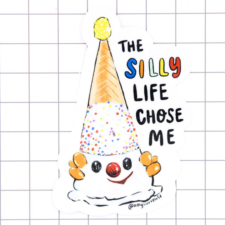 Dwaze Clown Kegel Vinyl Sticker voor wholesale door Amy Hartelust Art and Illustration