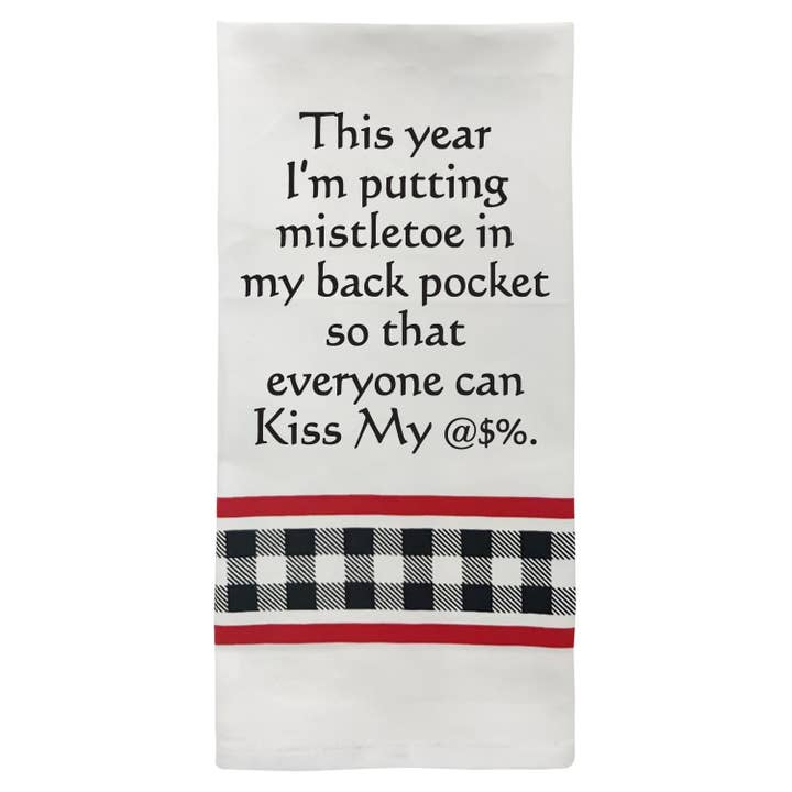 XC-109 his Christmas I'm putting mistletoe CHRISTMAS TOWEL for wholesale by Wild Hare Designs