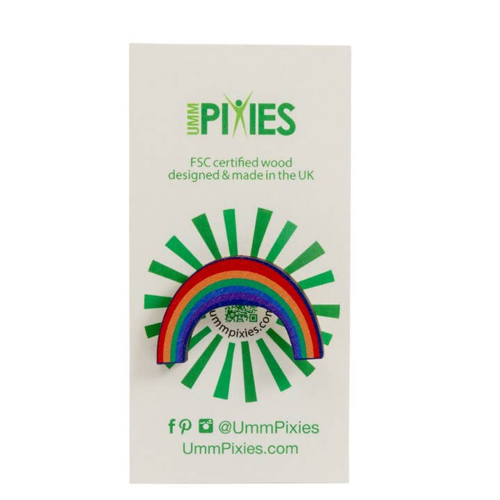 Insignia de madera con forma de arcoíris para venta al por mayor de UmmPixies