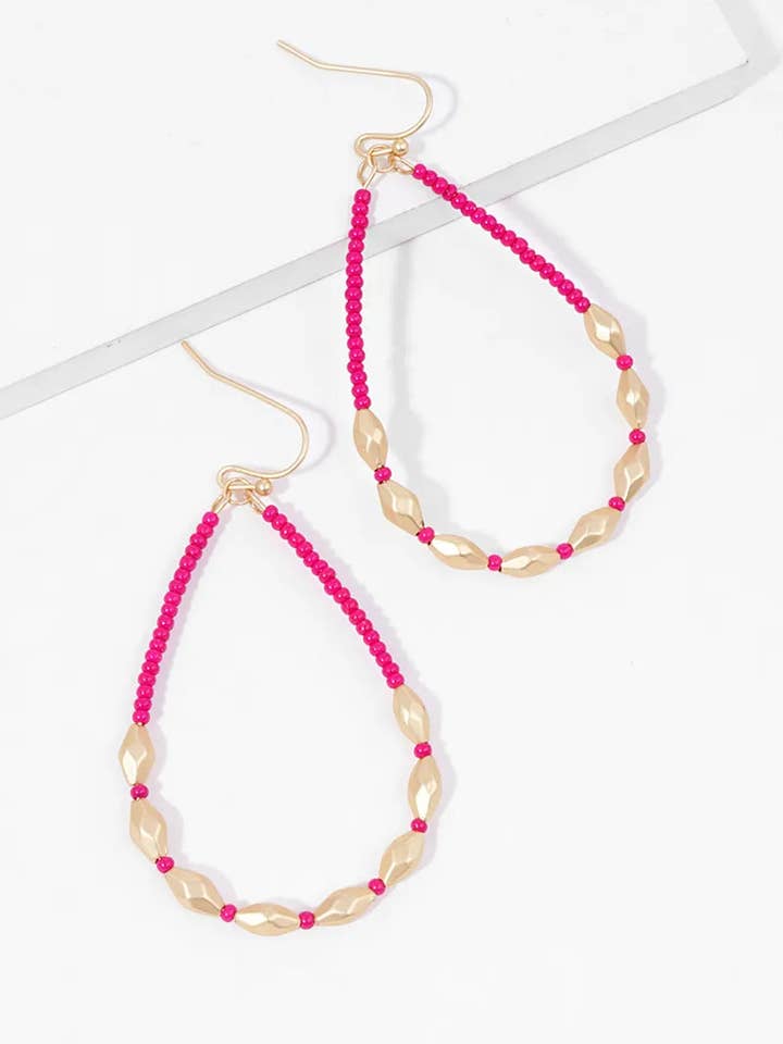 Seed Beaded Teardrop Dangle Drop Earrings for wholesale by Wild Honey