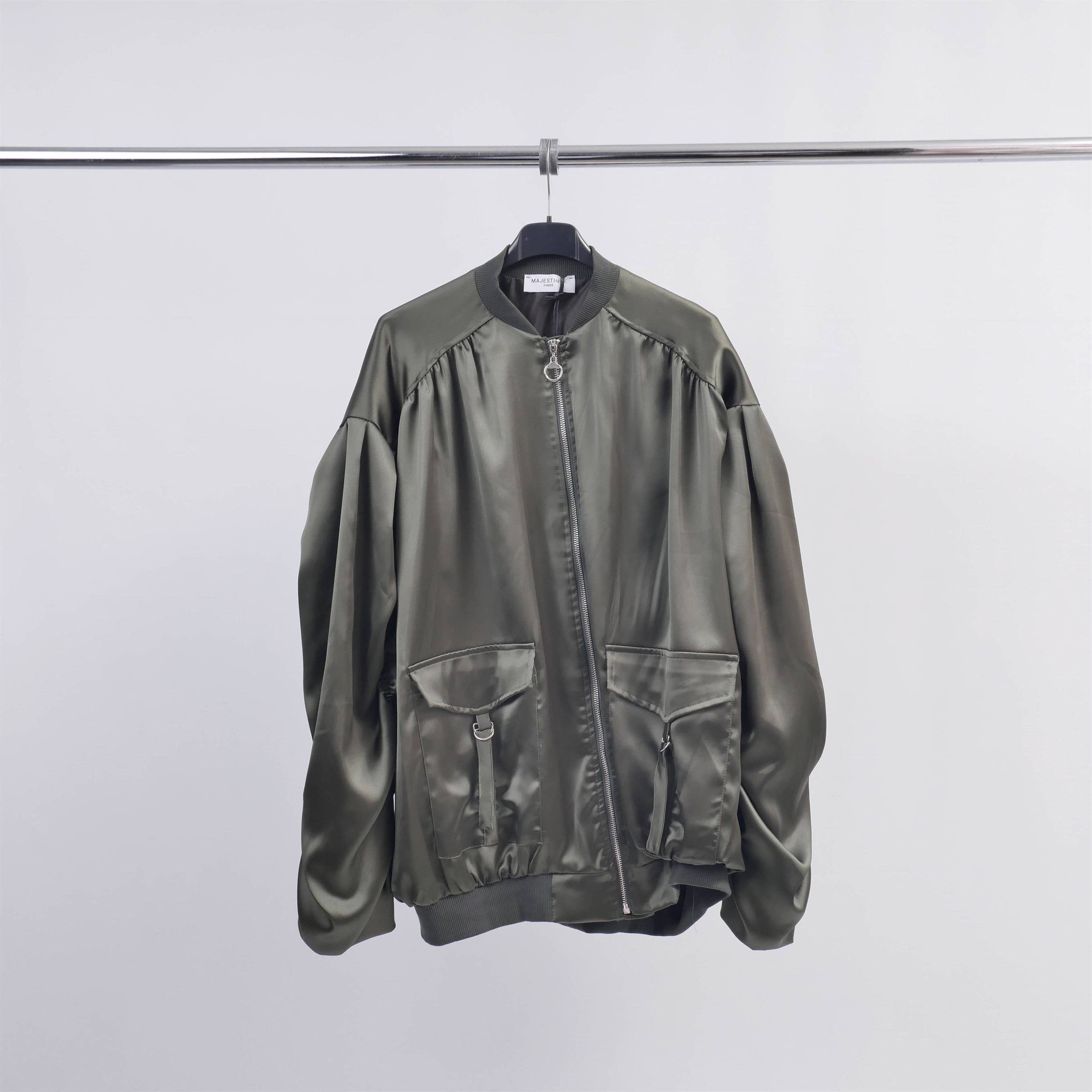 Cecile Wang - Wholesale Jacket - Women's - Satin Zip Jacket MJ840694