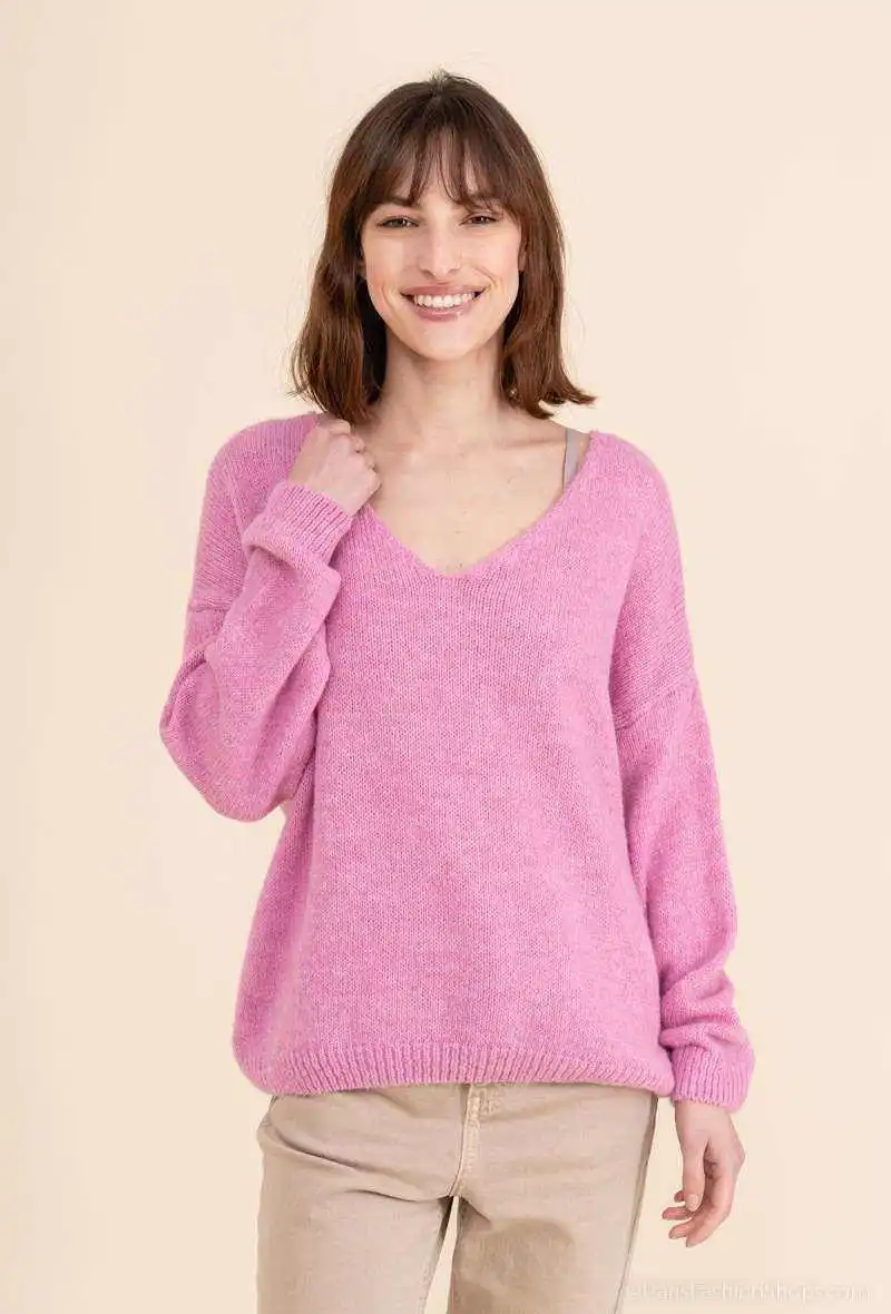 Mimi & Gogo - Vente Pull en maille – femme - Pull uni basique @20127_uni5