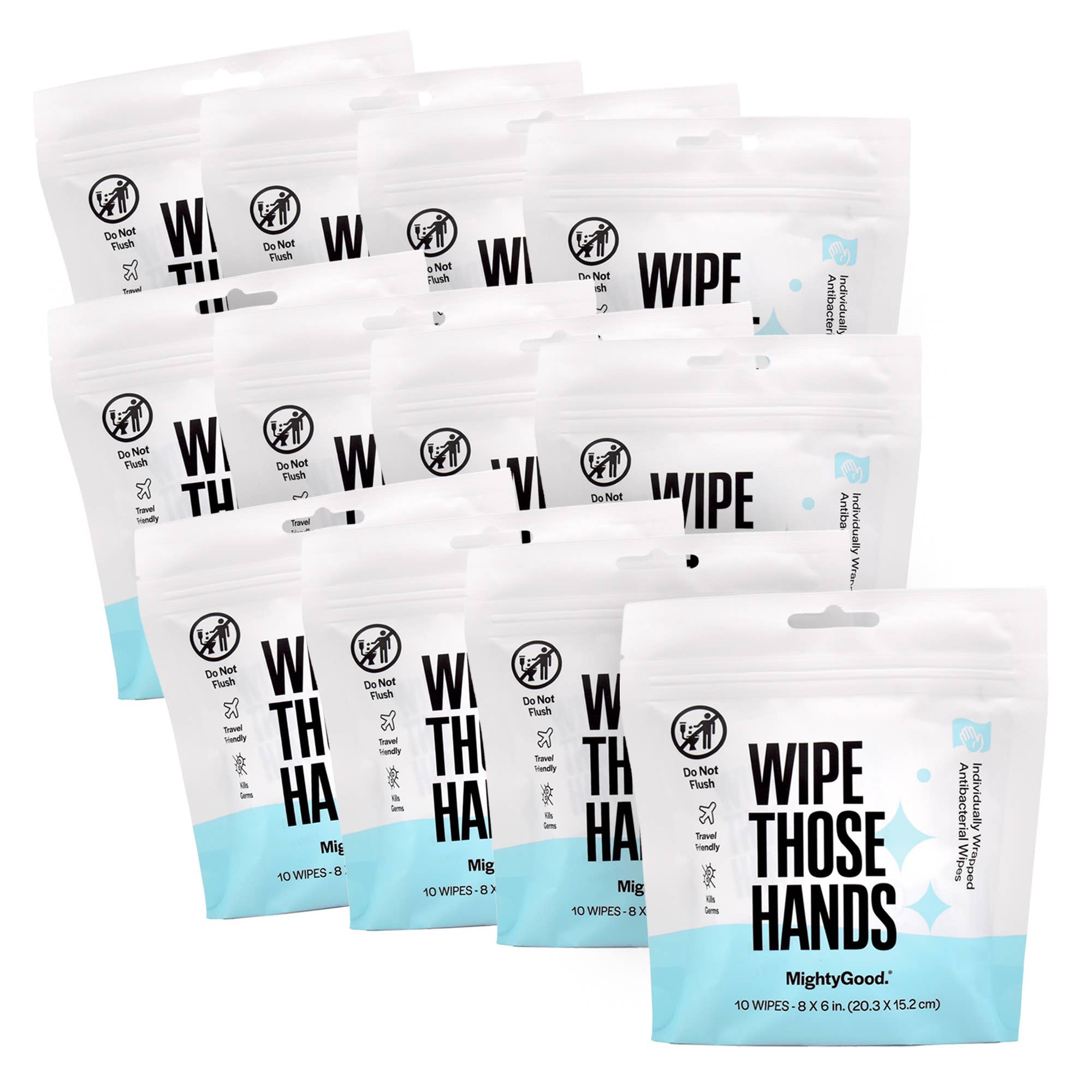 Mighty Good Solutions - Wholesale Face & Body Wipes - Wipe Those Hands 10 Count (Pack of 12) Antibacterial Wipe1