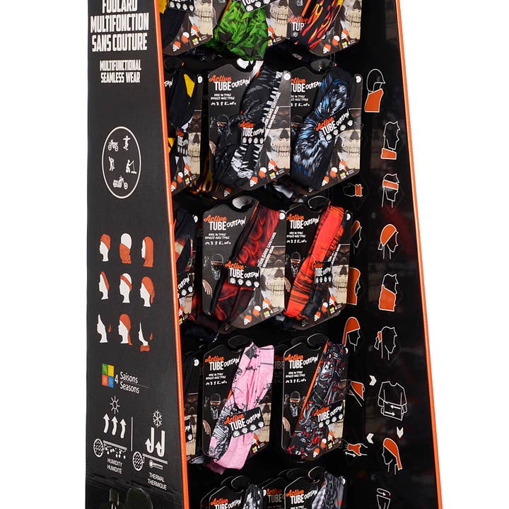 Espositore da pavimento Fuorilegge a tubo attivo con 90 unità per la vendita all'ingrosso da parte di Vizion Vogue