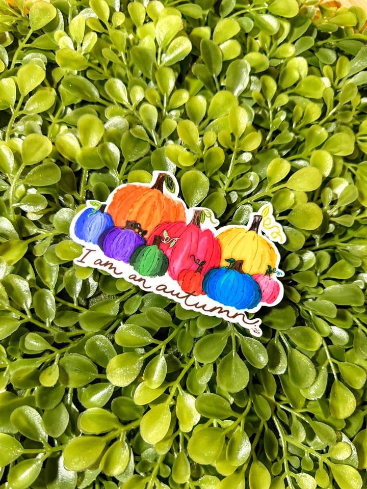 I Am An Autumn Rainbow Pumpkins Sticker for wholesale by Sharp Thoughtlings