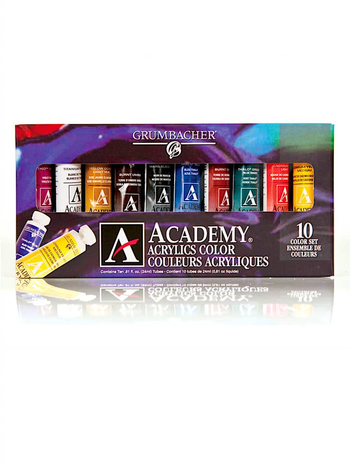 Grumbacher® Academy® Acrylic 10 Color Set, 24 ml. for wholesale by Chartpak, Inc.