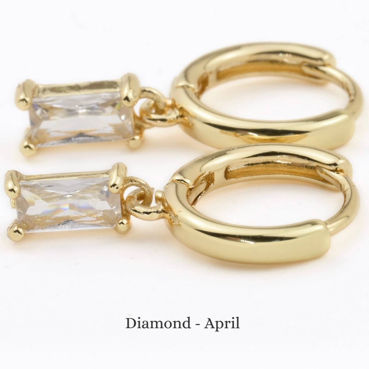 Blueyejewelry - Wholesale Huggie Earrings - Baguette Birthstone Hoops - Rectangle Stone Hoop Earrings9