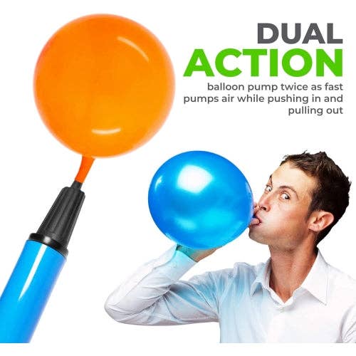 Kasa Style - Wholesale Inflatables - Hand Air Pump for Balloons - 9" Portable Manual Balloon Pump, Mini Hand Pump for Inflatables, Pool Floats, Party Garlands, Exercise and Yoga BallsD3