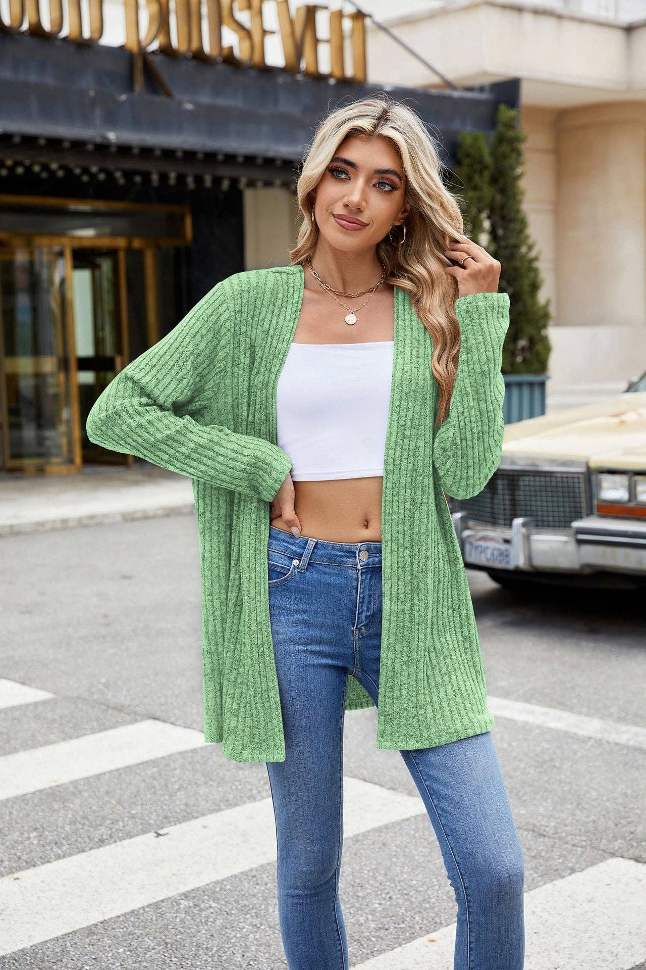 Lovesoft – wholesale Kofta - Dam – Damtröja med löst passande nederdel och långa ärmar i kabelstickat7