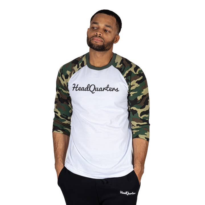 Raglan Logo Tee Camo for wholesale by HeadQuarters Clothing