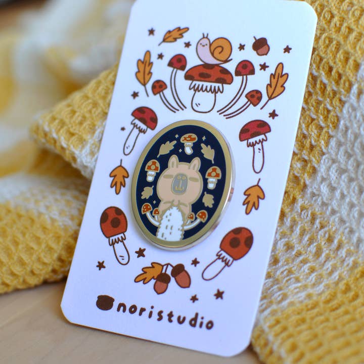 Noristudio - Wholesale Lapel Pin/Button - Knitting Moonch Enamel pin, Fall Theme, Limited Edition4