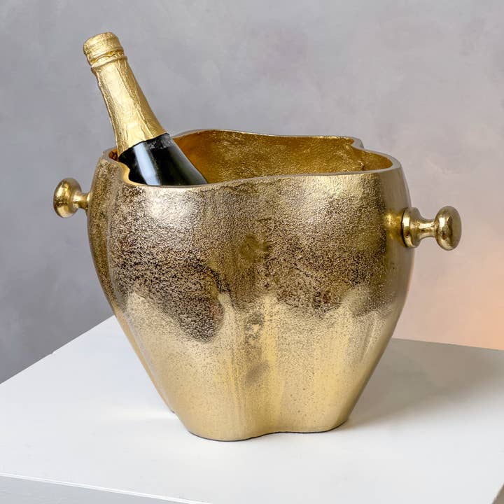 India Handicrafts Inc - Wholesale Decorative Tabletop Object - Sculpted Gold Wine Cooler5