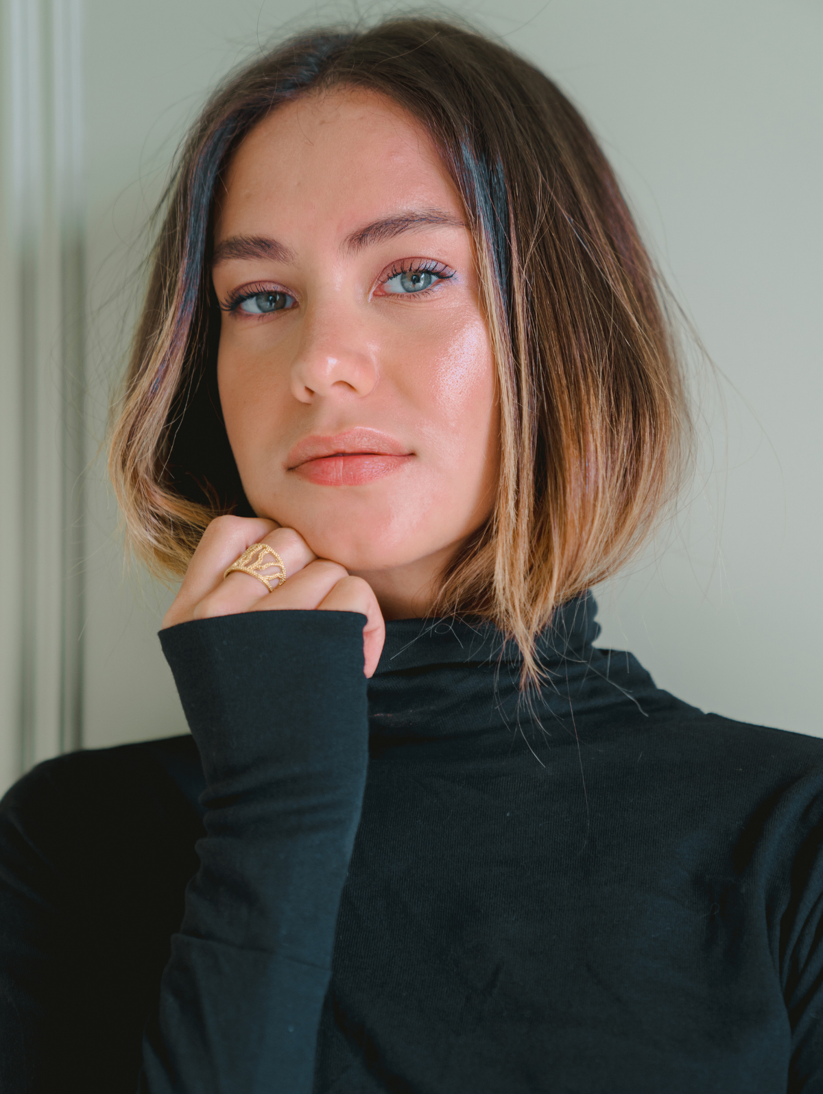 Hands To Hearts - Wholesale Knit Top - Women's - Reversible Knotted LS Turtleneck Azure5