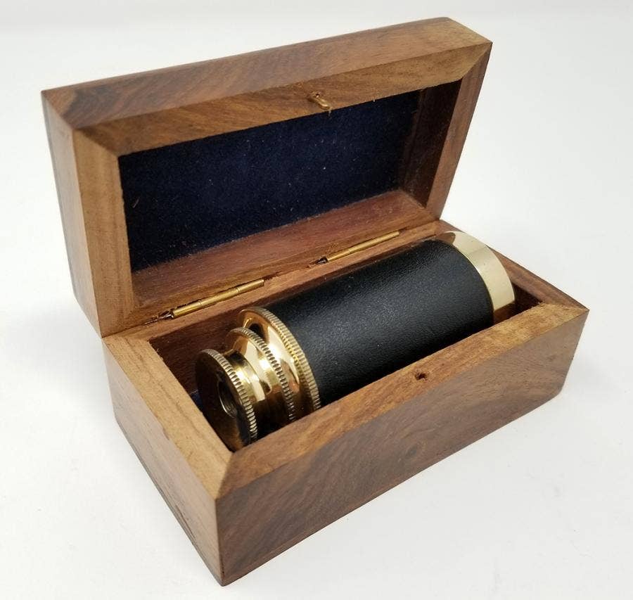 GREENROOTS USA LLC - Wholesale Telescope/Microscope - Kids - 6 " Telescope With Brass Inlaid Wooden Box