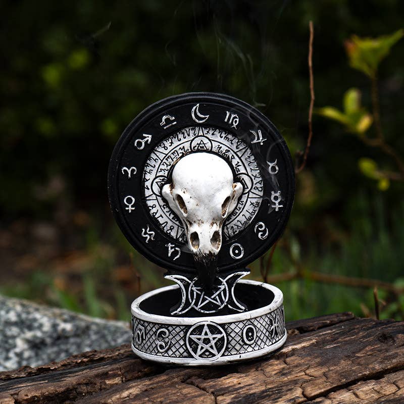 Pacific Trading - Wholesale Incense Holder - Raven Skull Backflow Incense Burner