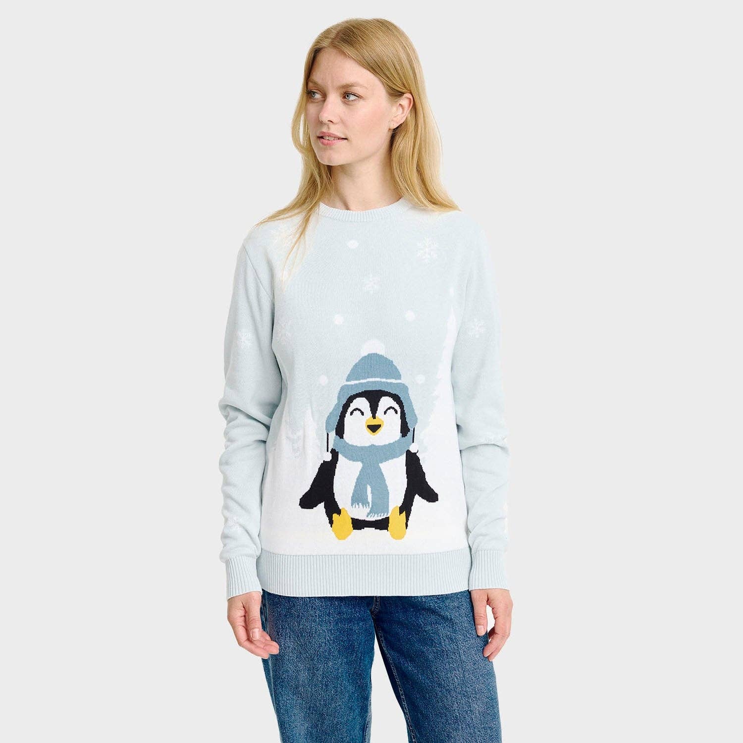 Happy Seasons – Engroshandel Grafisk Sweatshirt - Dame – The Lovely Penguin Christmas Sweater – Women2