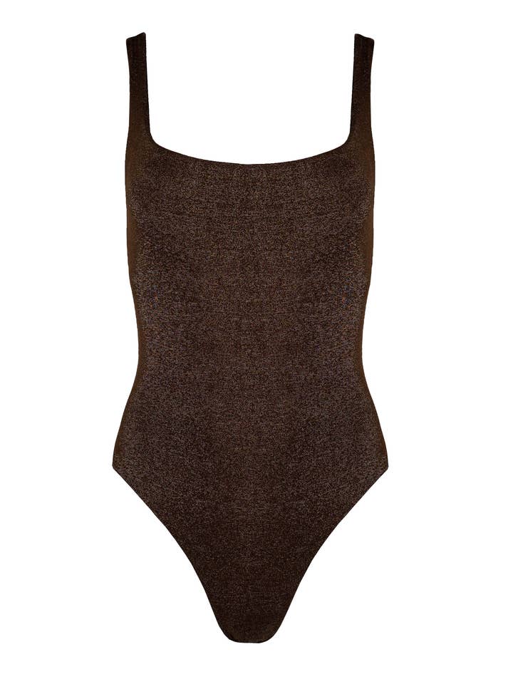 BRONZE METALLIC Selena Square Neck One Piece for wholesale on Faire0
