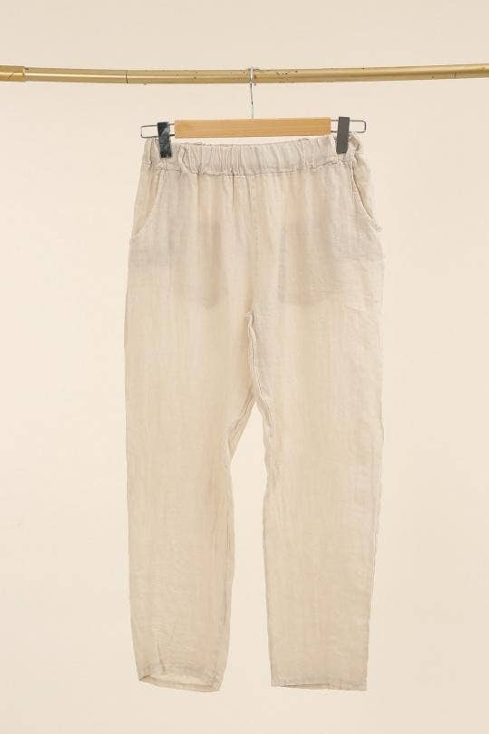 NAÏS PARIS - Wholesale Pants - Women's - Straight elasticated trousers with back pockets, 100% linen11