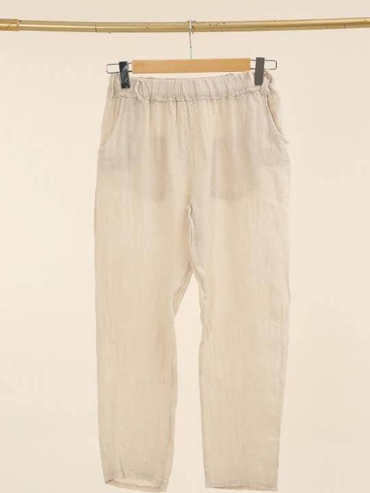 NAÏS PARIS - Wholesale Pants - Women's - Straight elasticated trousers with back pockets, 100% linen11