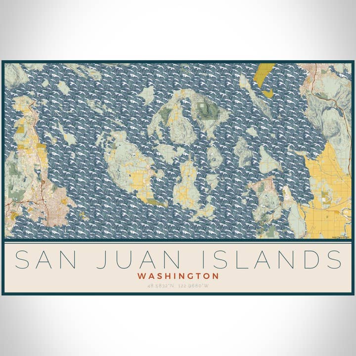 JACE.design - Wholesale Art Print - San Juan Islands WA Map Print Woodblock2
