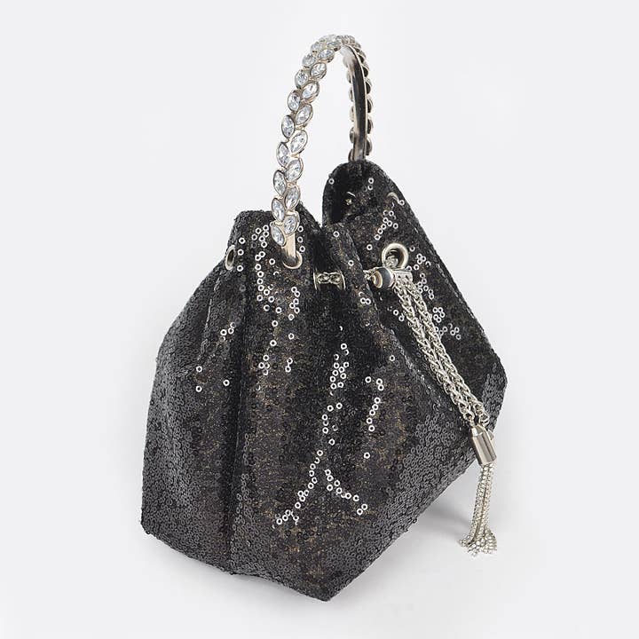 3AM BY H&D ACCESSORIES - Wholesale Top handle bag – women's - Sequins Bucket Bag W/stone Handle5