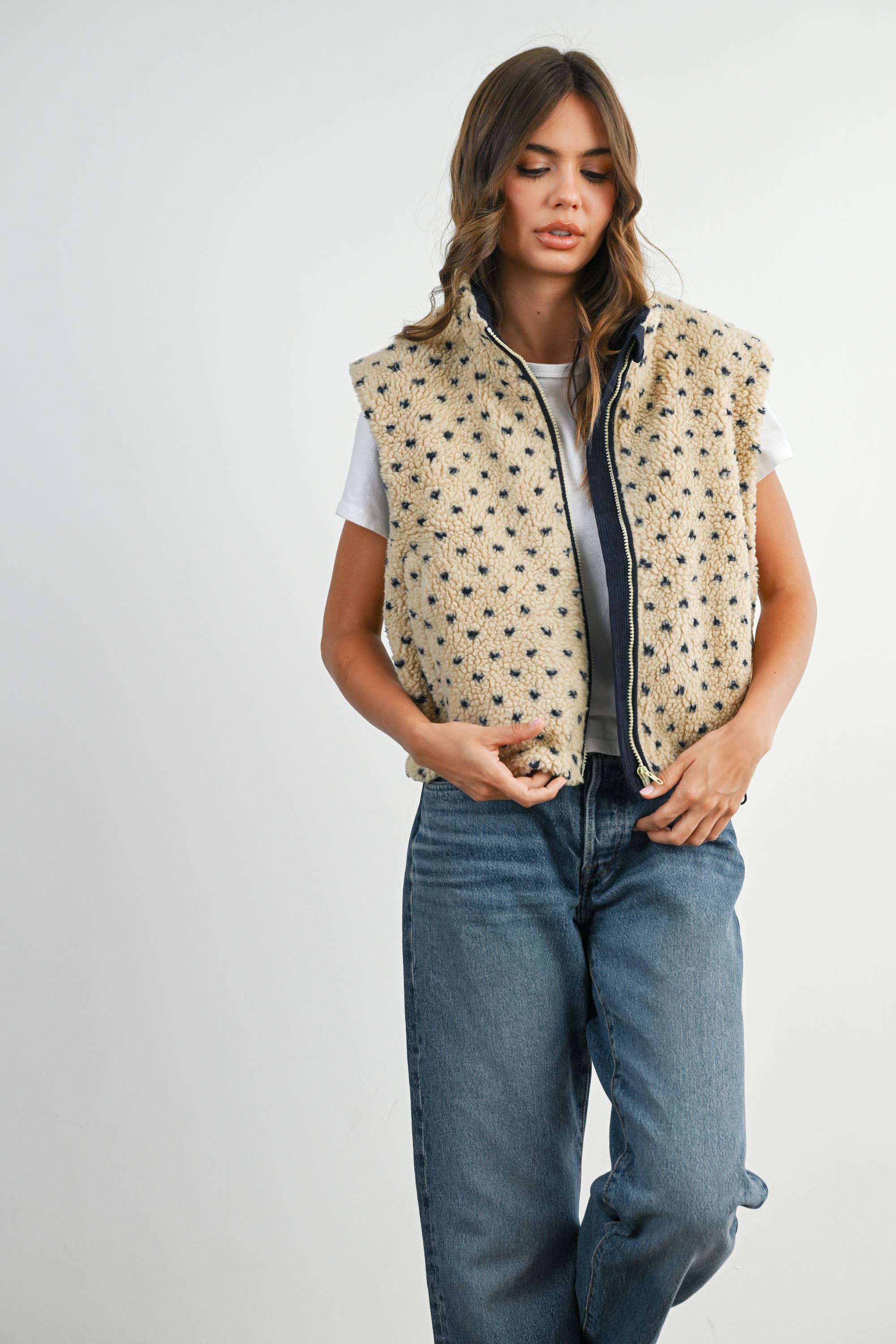 BUTTERMELON - Wholesale Jacket - Women's - Floral Fleece Sleeveless Vest - BMJ784913