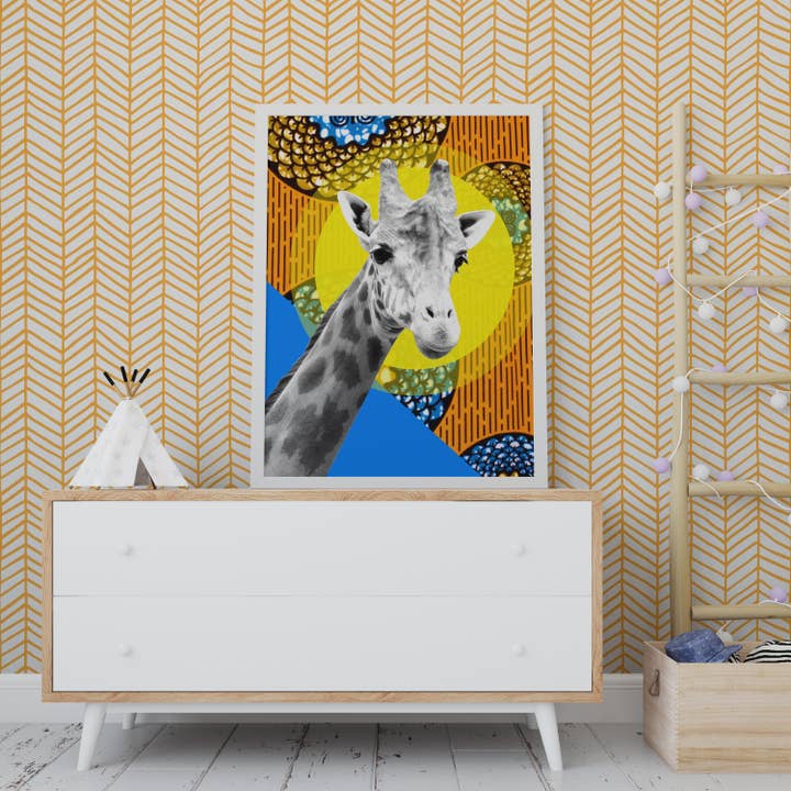 Afrikanischer Giraffen-Druck für den Kindergarten für den Großhandel von Blue Coffee Arts