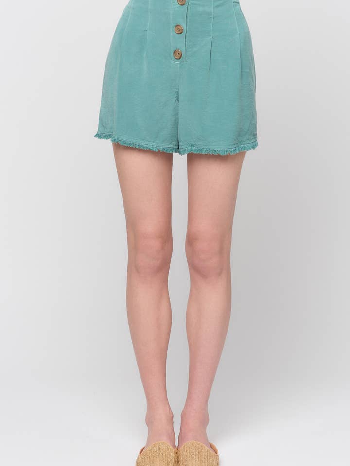 Pantalones cortos con botón delantero y bajo deshilachado para venta al por mayor de Maven West