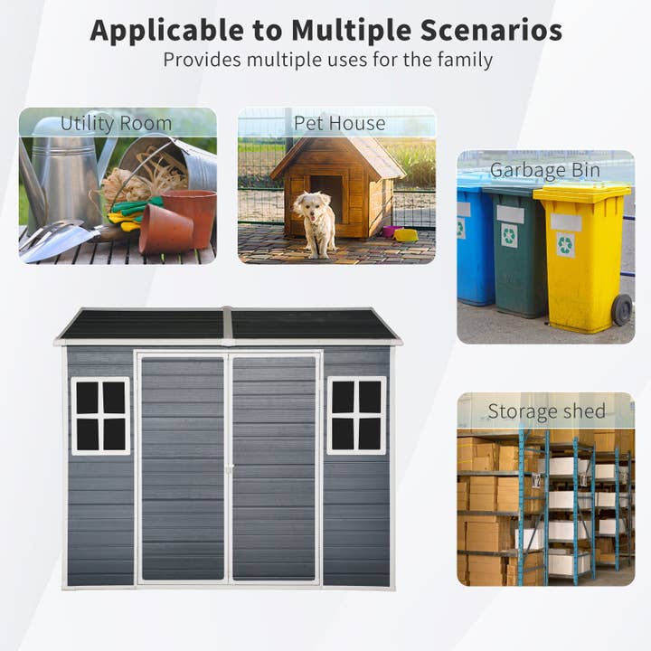 39F Inc. - Wholesale Outdoor Ornament/Decor - Outdoor Storage Shed with Double Doors and Windows for Tools5