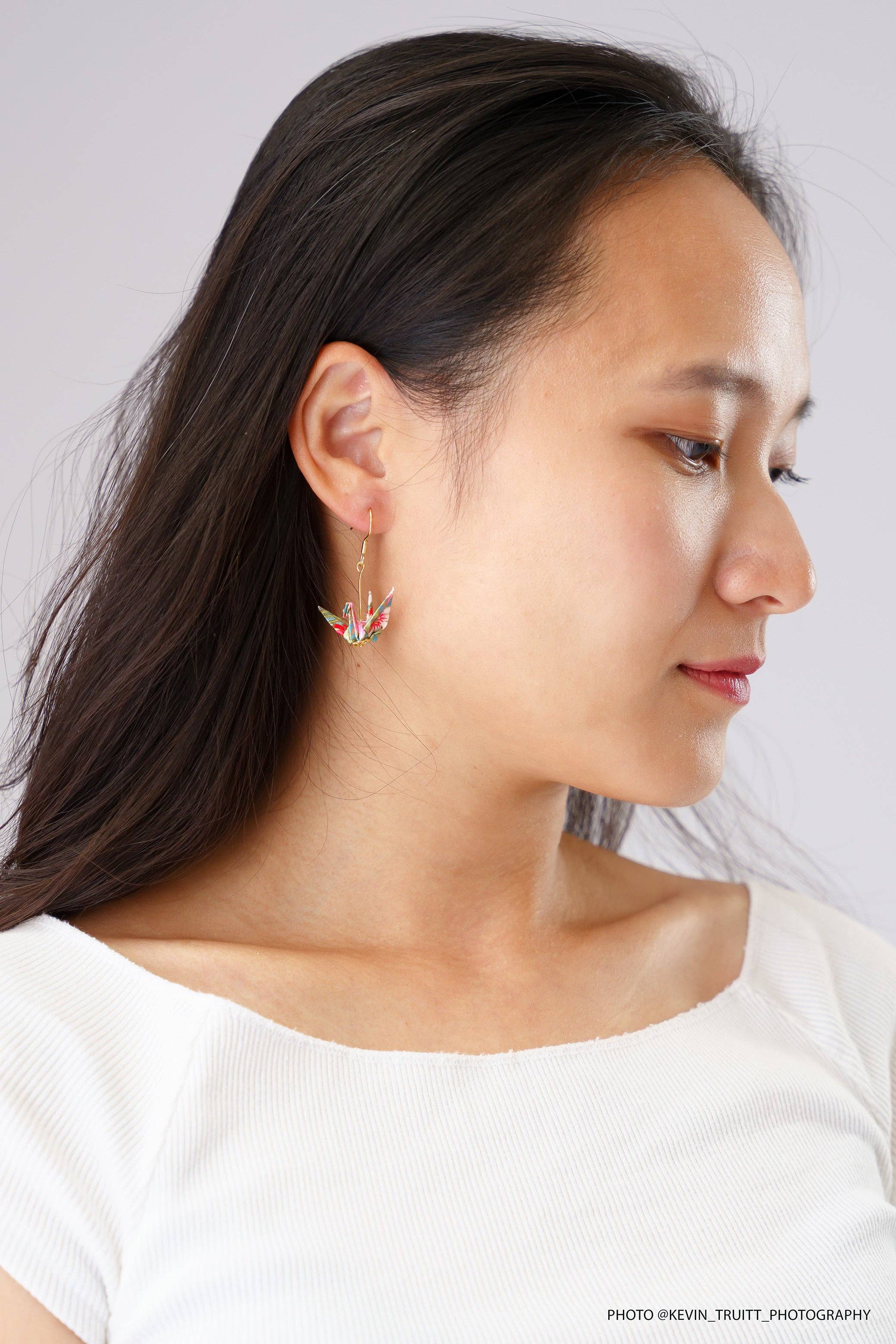 Kamyi.Art Origami Designs - Wholesale Dangle Earrings - Crane Earrings in Gold4