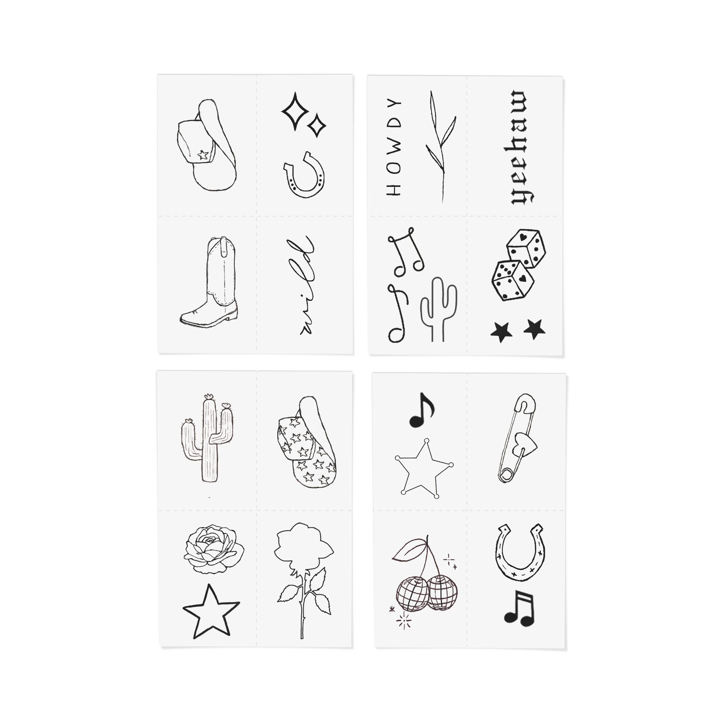 INKED by Dani - Wholesale Temporary Tattoo - Disco Cowgirl Temporary Tattoo Pack1